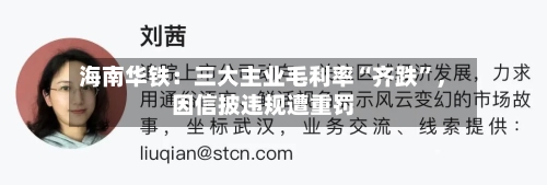 海南华铁：三大主业毛利率“齐跌”，因信披违规遭重罚