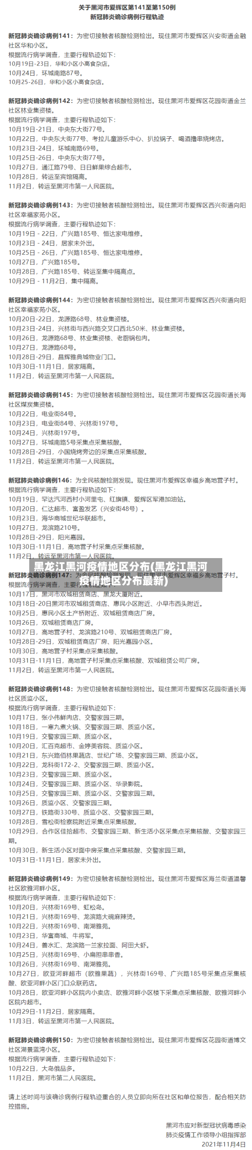 黑龙江黑河疫情地区分布(黑龙江黑河疫情地区分布最新)