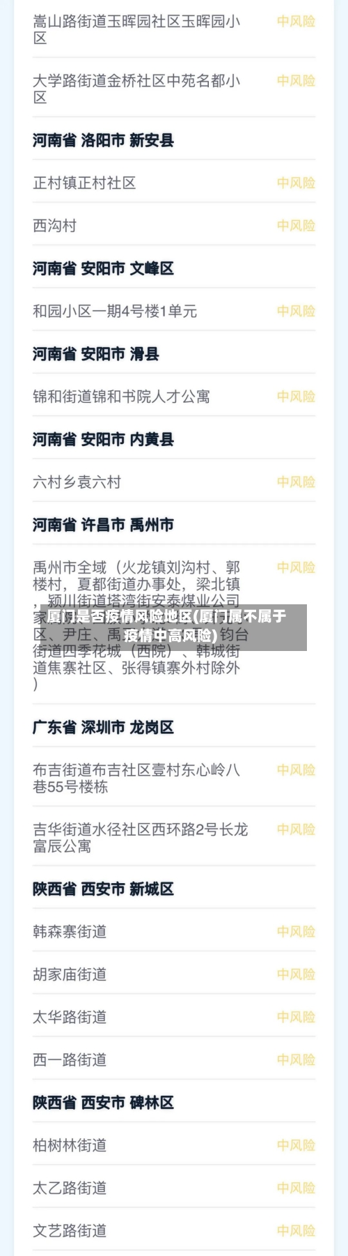 厦门是否疫情风险地区(厦门属不属于疫情中高风险)