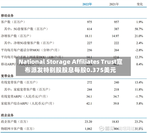 National Storage Affiliates Trust宣布派发特别股股息每股0.375美元