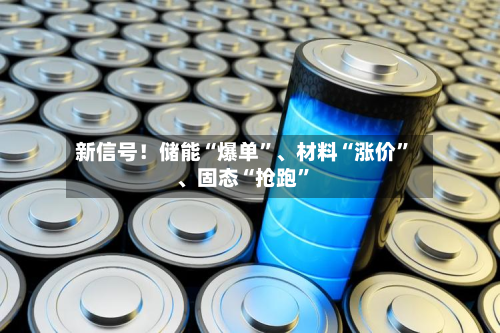 新信号！储能“爆单”、材料“涨价”、固态“抢跑”