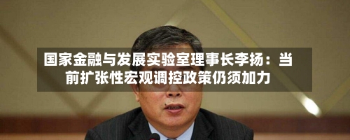 国家金融与发展实验室理事长李扬：当前扩张性宏观调控政策仍须加力