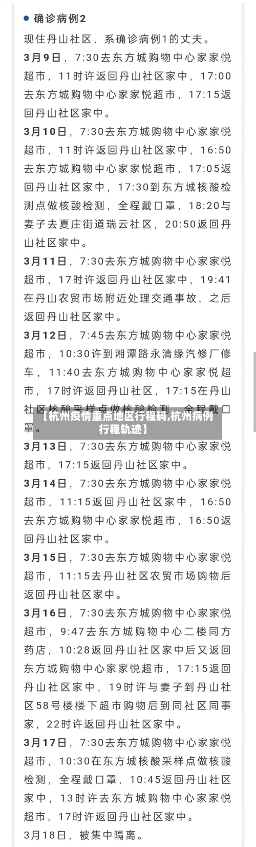 【杭州疫情重点地区行程码,杭州病例行程轨迹】